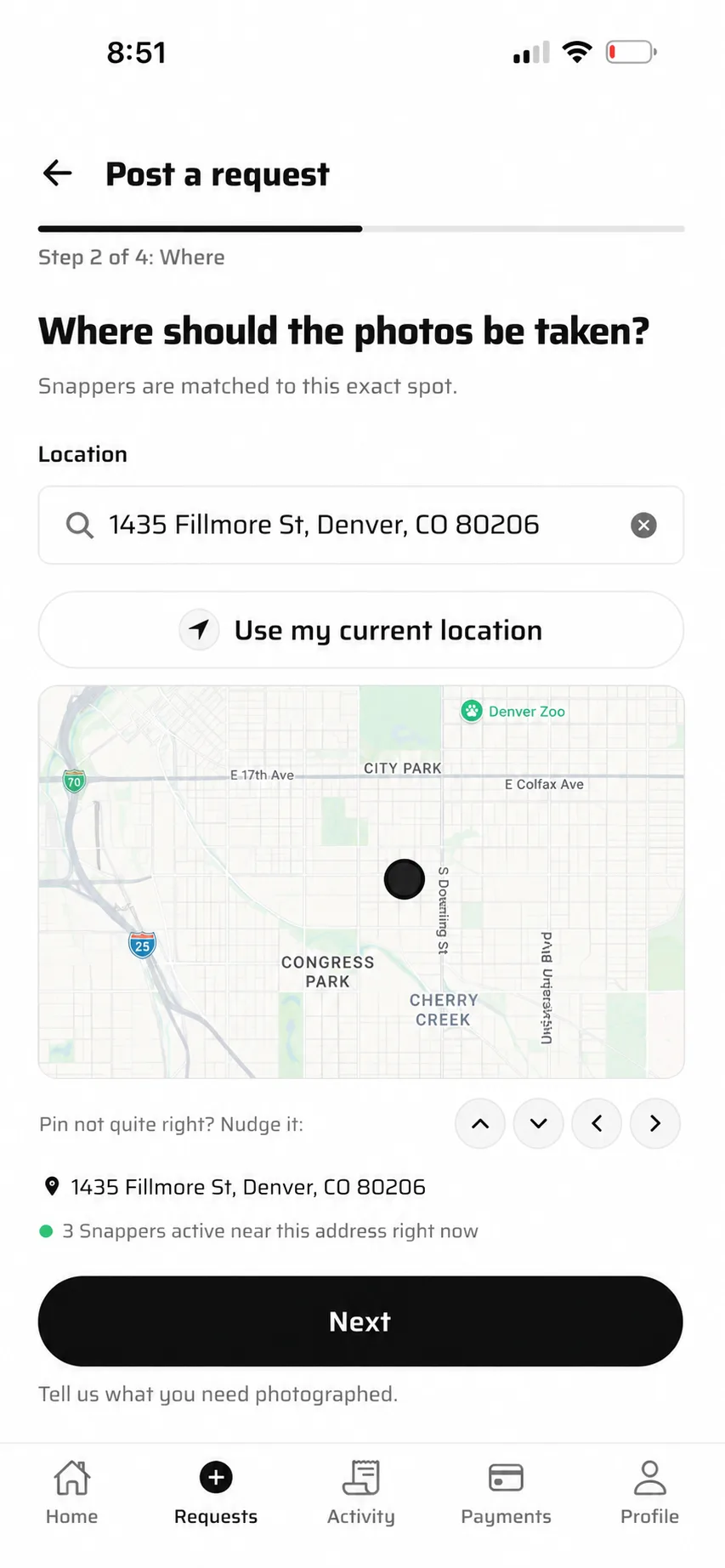 Setting the job location on a map to a specific address.